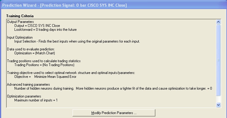 Prediction parameters